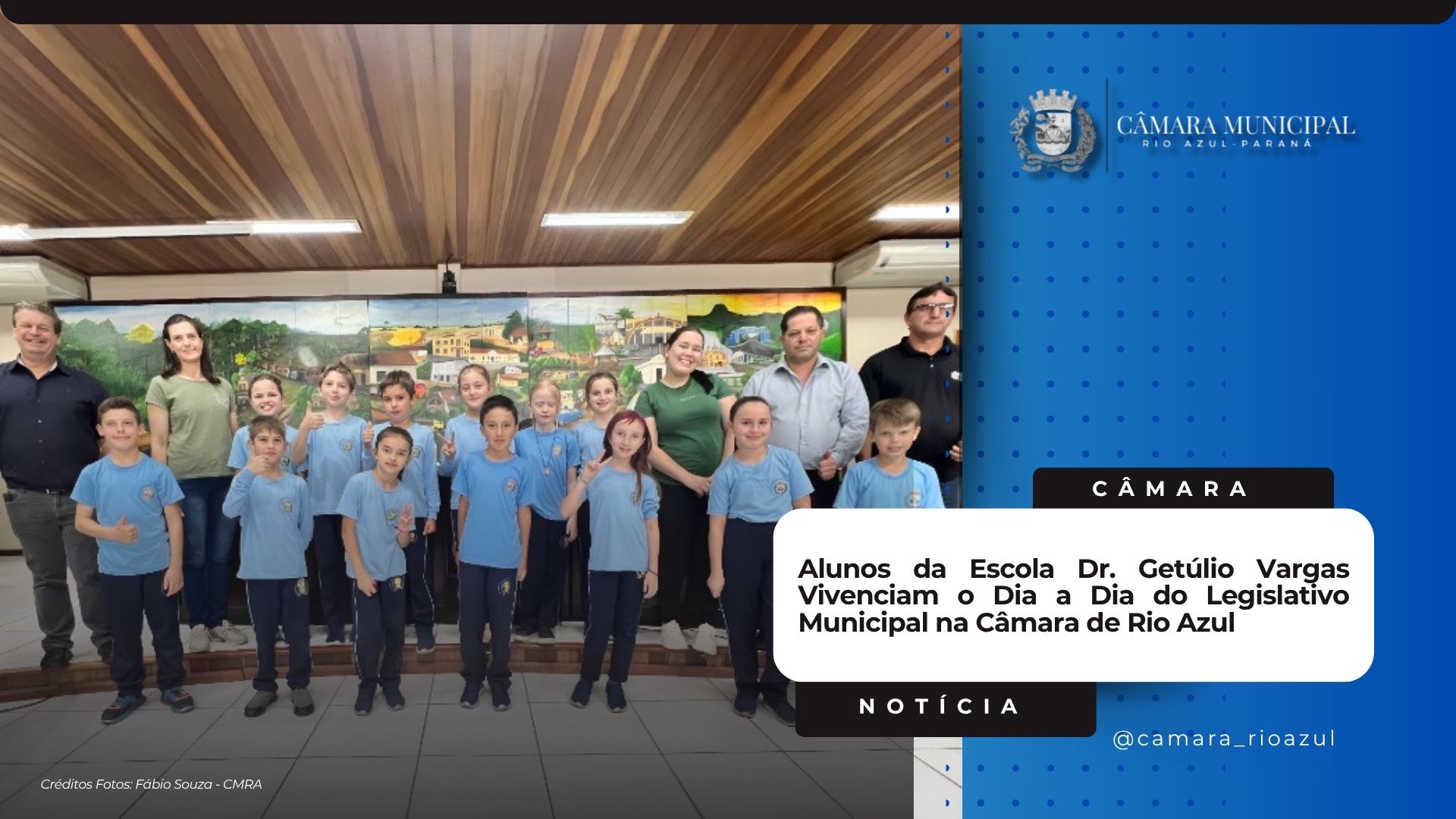 Alunos da Escola Municipal do Campo Dr. Getúlio Vargas Vivenciam o Dia a Dia do Legislativo Municipal na Câmara de Rio Azul