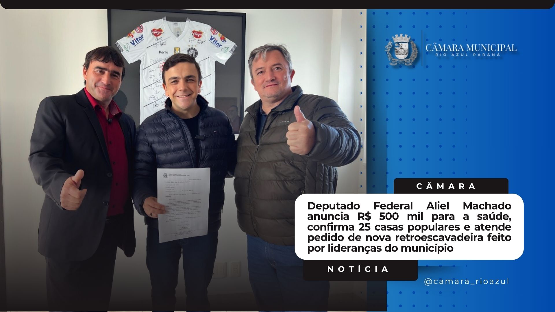 Deputado Aliel Machado anuncia novos investimentos para Rio Azul em parceria com o vereador Aleixo e o prefeito do município