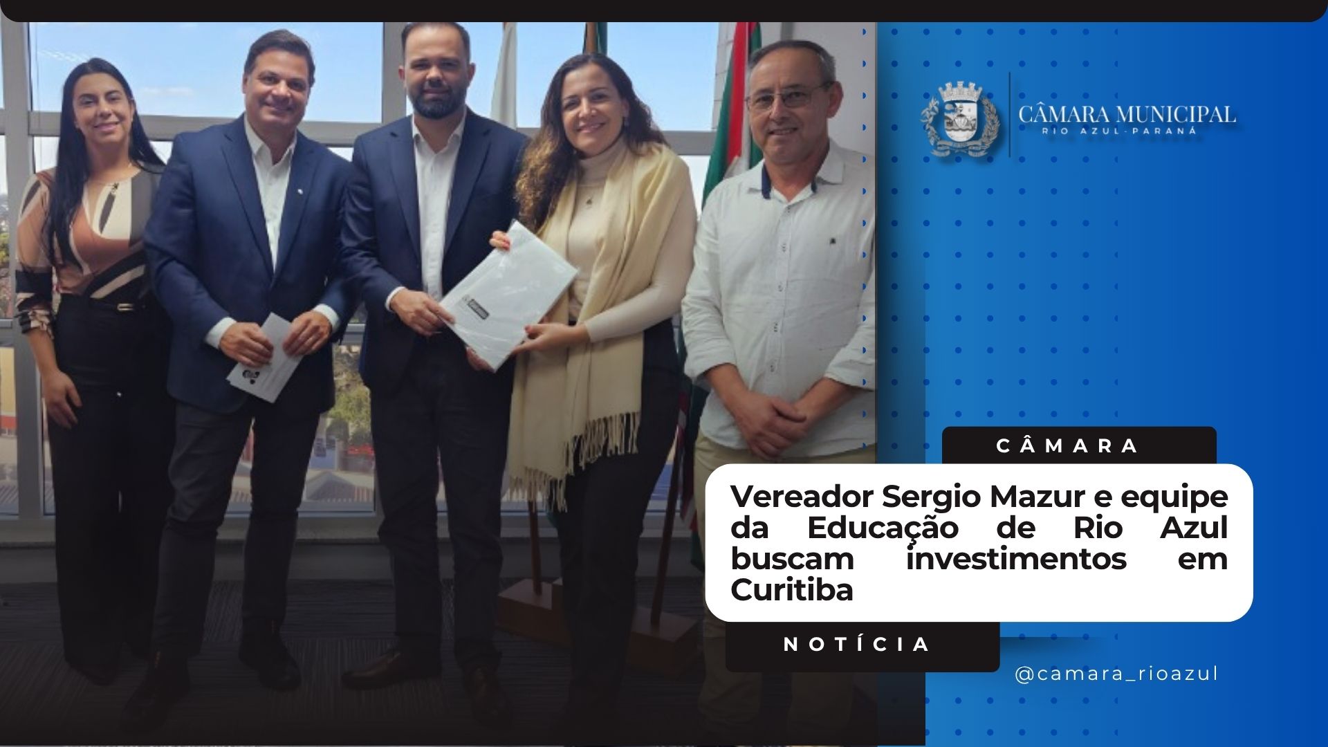 Vereador Sergio Mazur e equipe da Educação de Rio Azul buscam investimentos em Curitiba