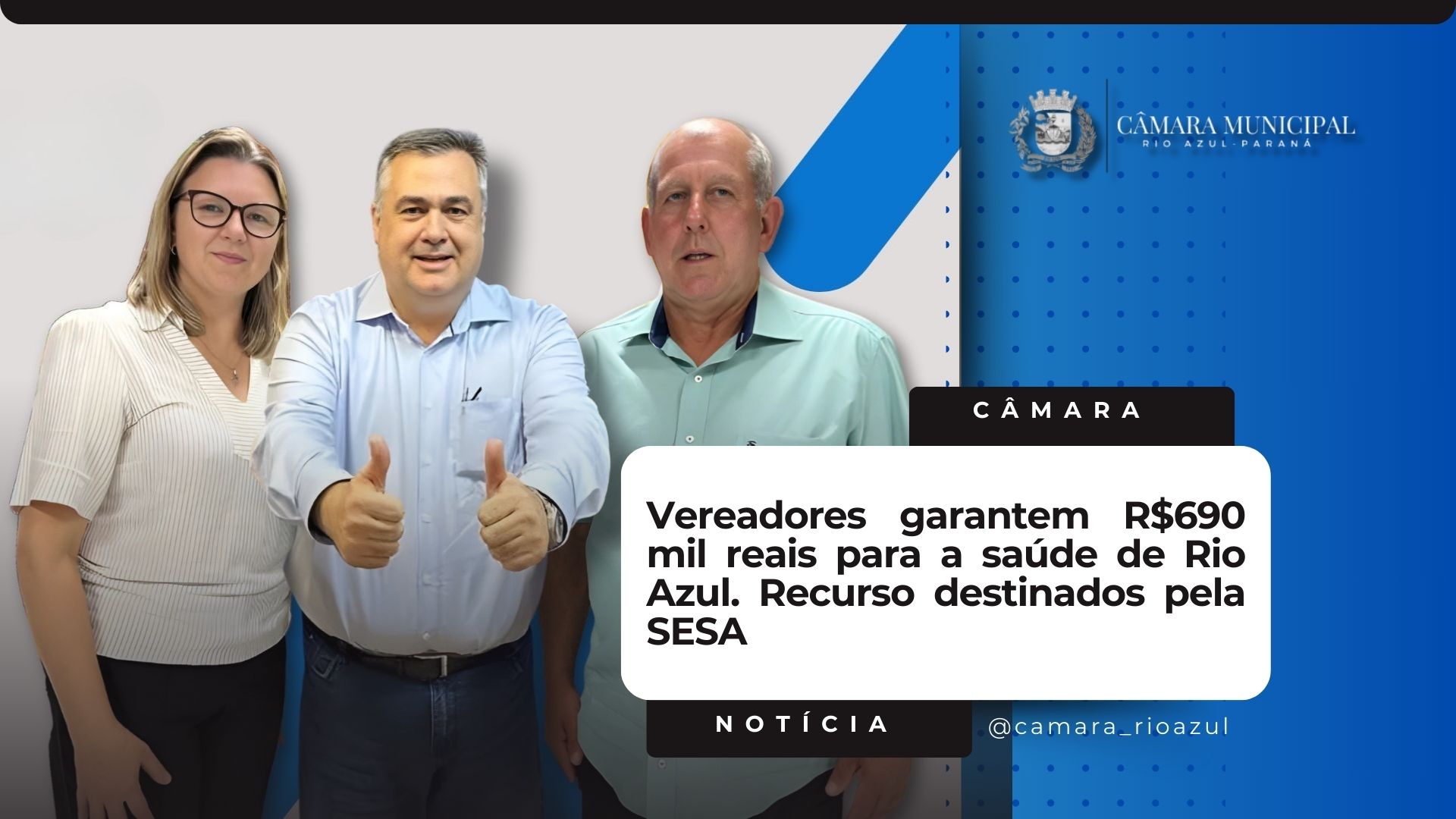 Vereadores Garantem R$ 690 Mil Reais Para a Saúde de Rio Azul